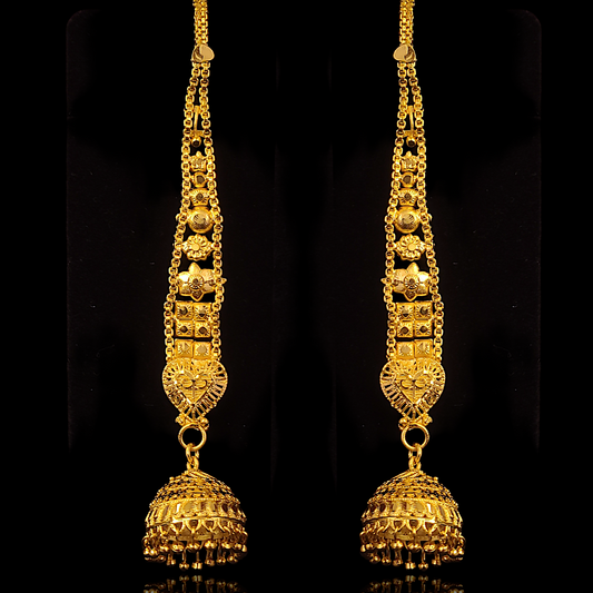 Round Jhumka With Chain Design - I