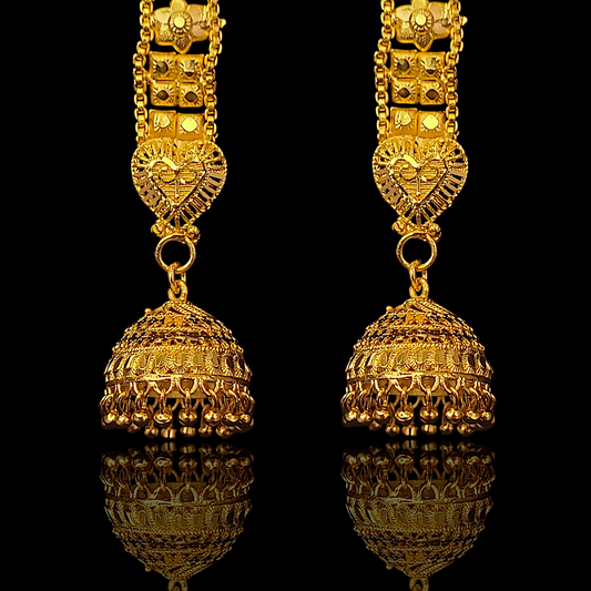 Round Jhumka With Chain Design - I