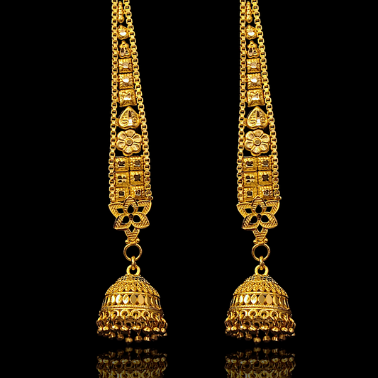 Round Jhumka With Chain Design - II
