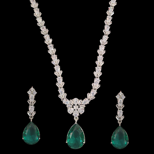 Single Drop Emerald Green AD Necklace - My Golden Wish