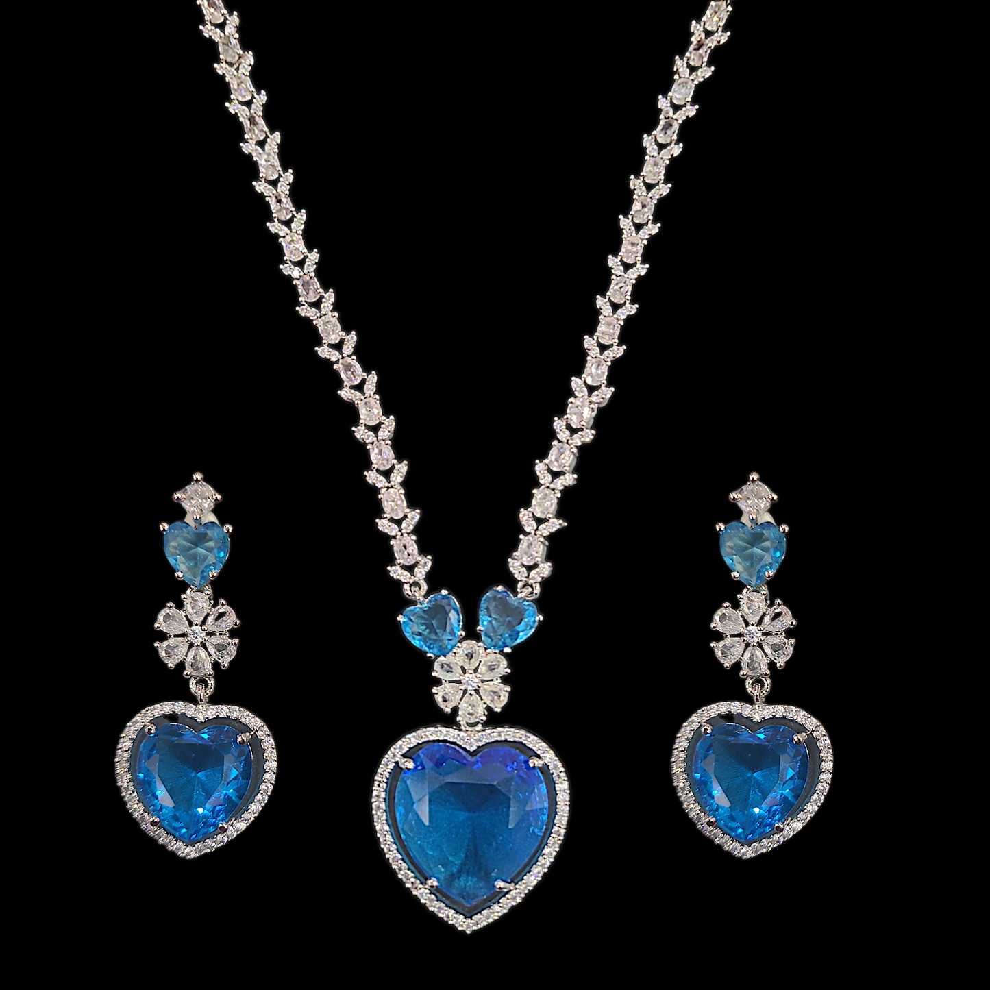 Sky Blue Heart AD Necklace - My Golden Wish