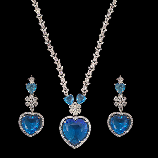 Sky Blue Heart AD Necklace - My Golden Wish