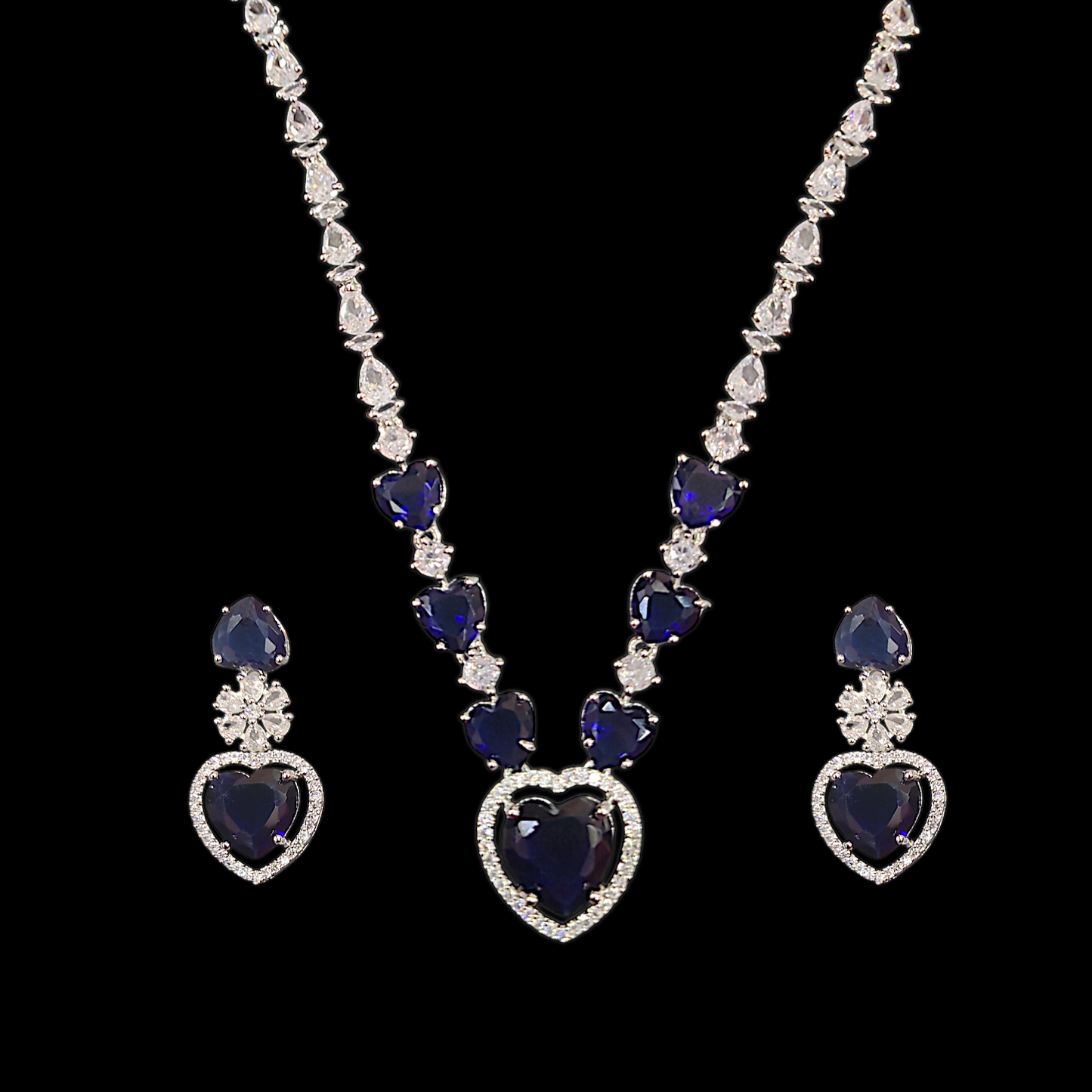 Small Heart AD Necklace Navy - My Golden Wish