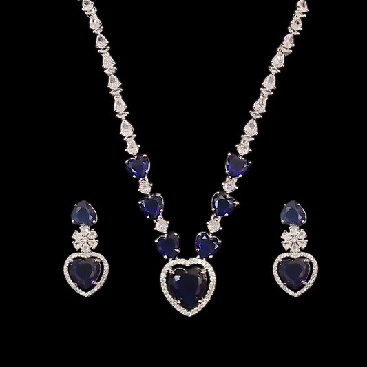 Small Heart AD Necklace Navy - My Golden Wish