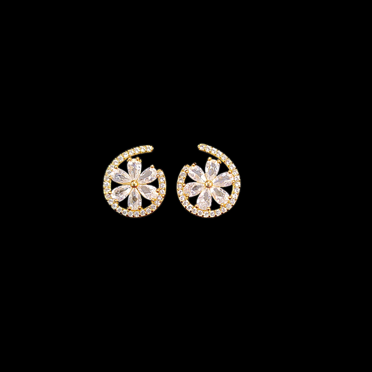 Flower Designer AD Earring - My Golden Wish