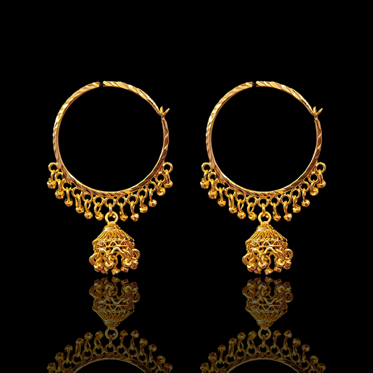 Jhumka Bali With Design Ball - My Golden Wish
