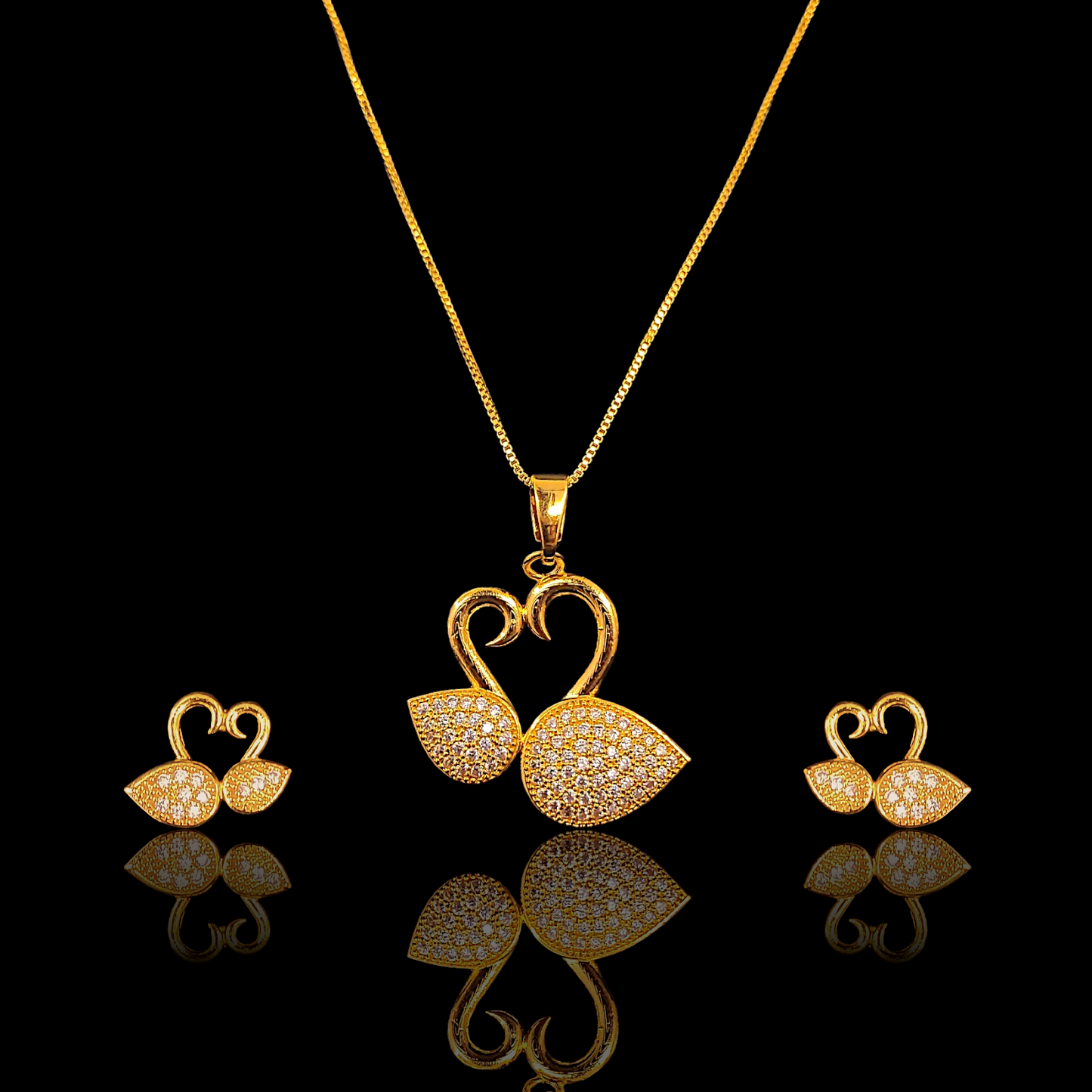 Dual Swan Pendent Set - My Golden Wish