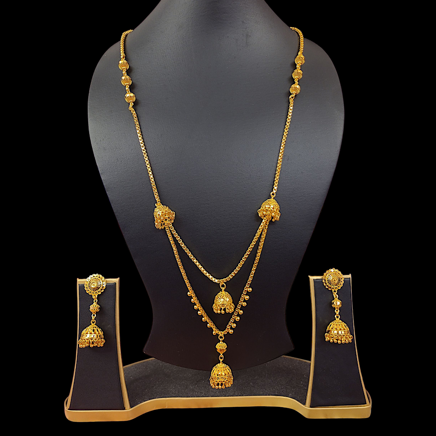 Double Layer Jhumka Mof Chain Set