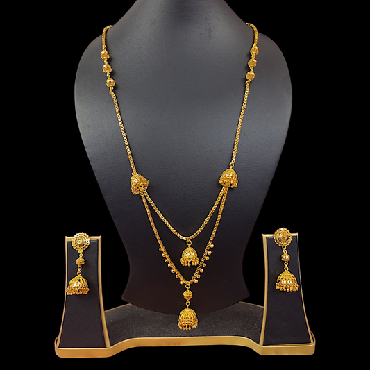Double Layer Jhumka Mof Chain Set