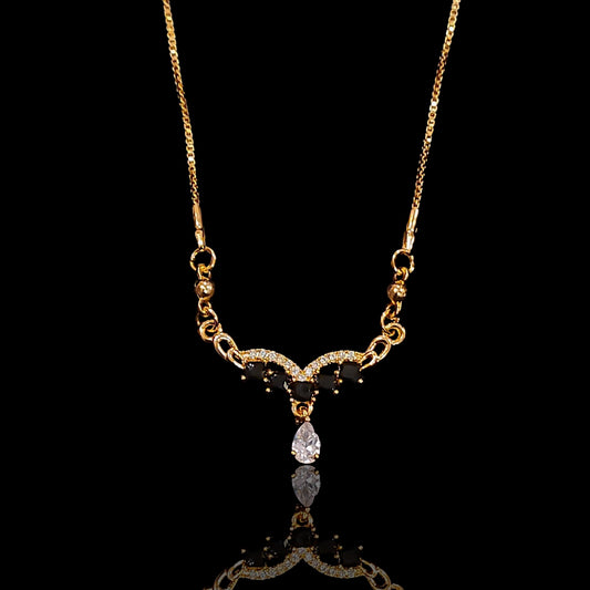 Rose Gold Black AD Pendent Chain