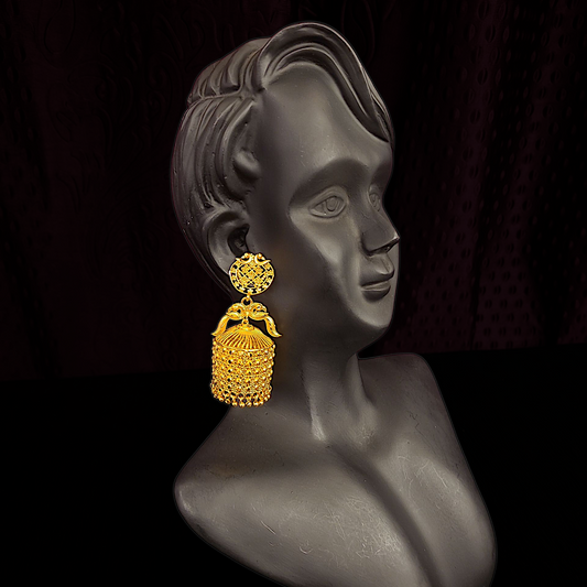 Cylindrical Peacock Earring - My Golden Wish