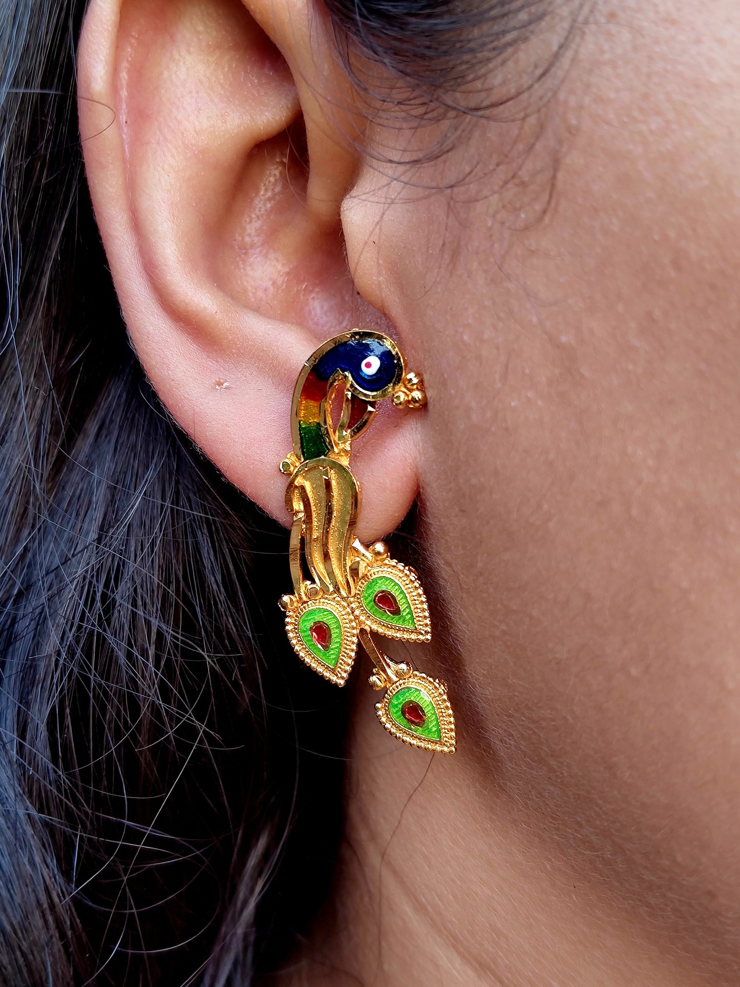 Peacock Meenakari Earring - My Golden Wish