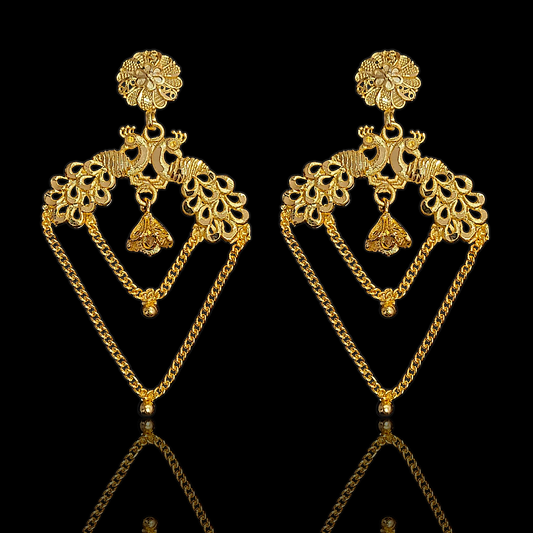 Double Peacock Chain Earring - My Golden Wish