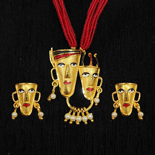 Tribal Face Locket Set - My Golden Wish