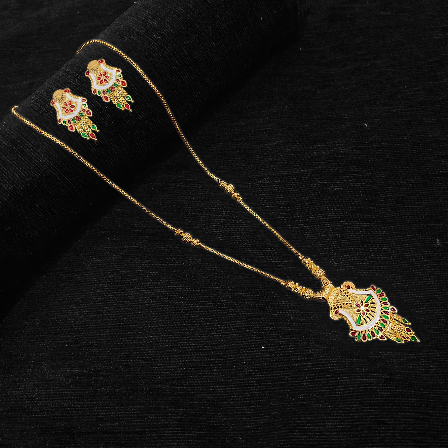 Meenakari Chain Locket Set