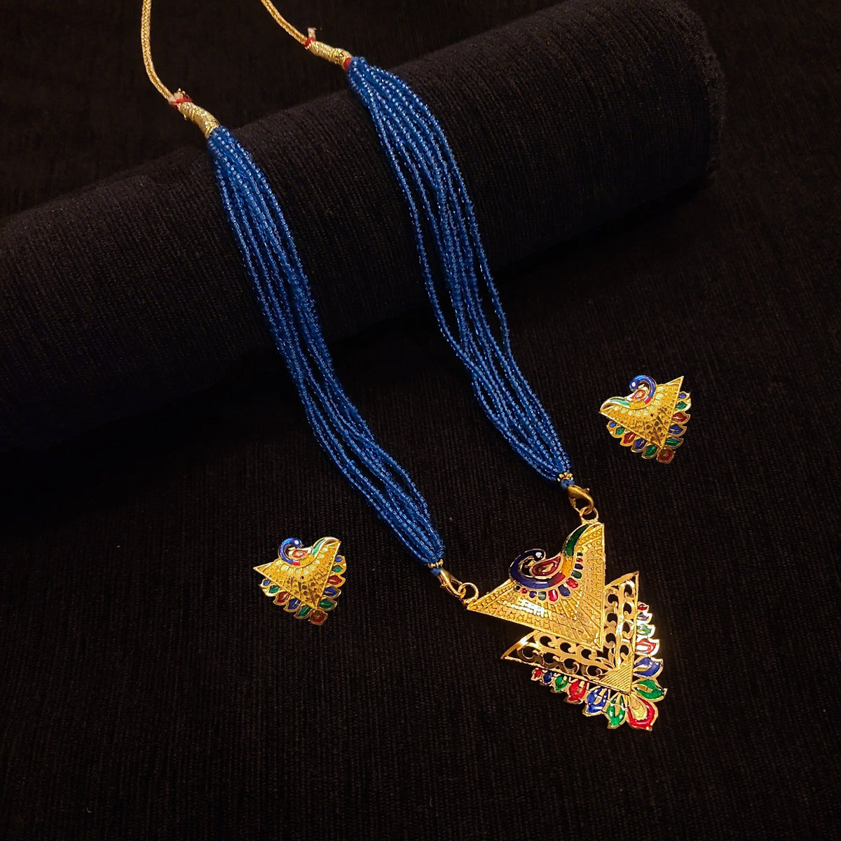 Peacock Minakari Locket Set
