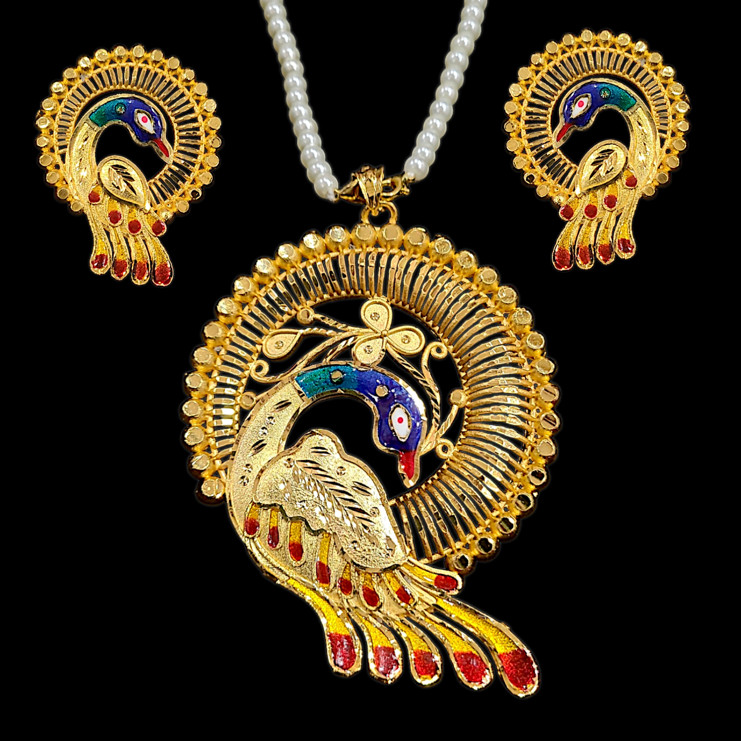 Spiral Peacock Locket Set