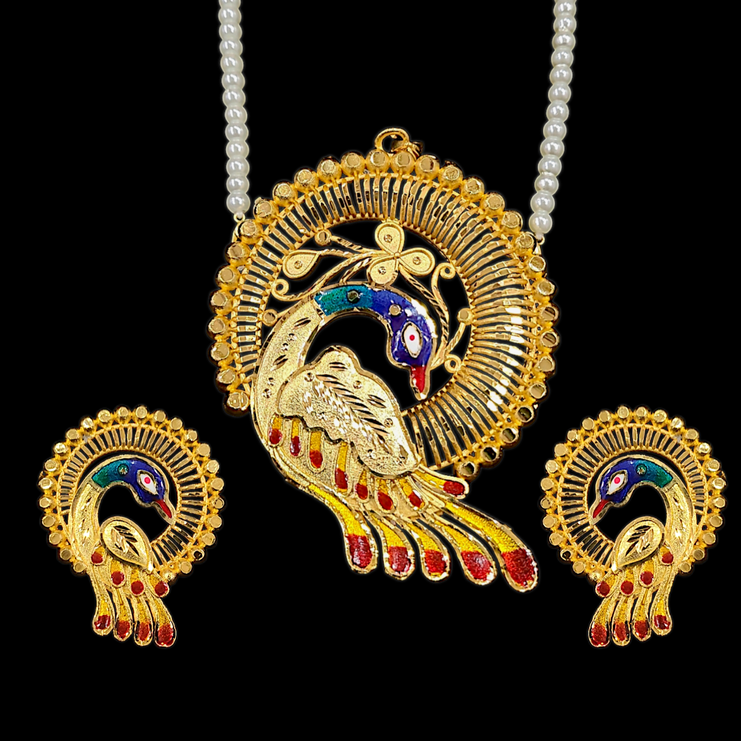 Spiral Peacock Locket Set
