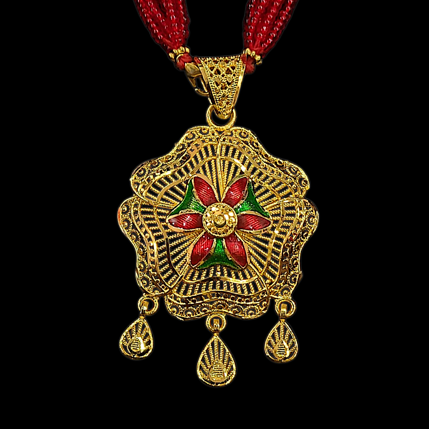 Pentagon Meena Locket Set
