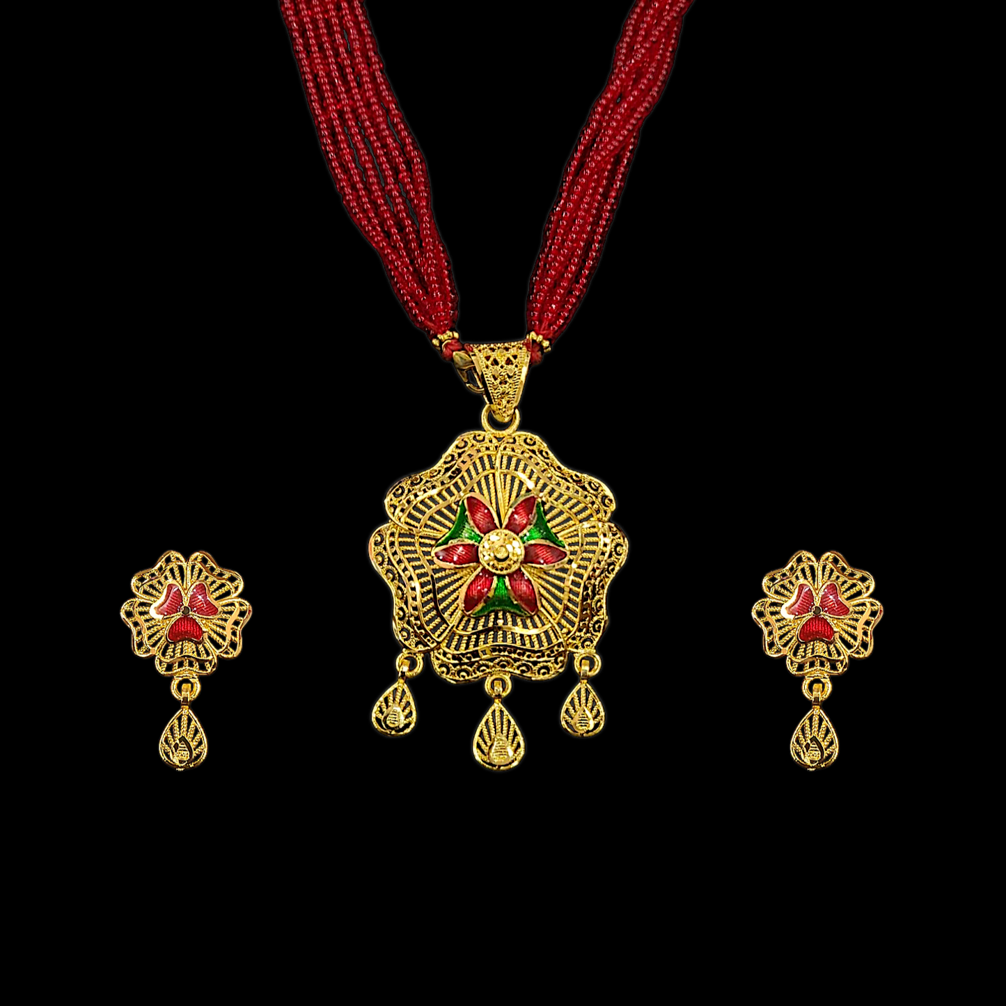 Pentagon Meena Locket Set