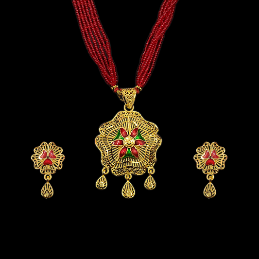 Pentagon Meena Locket Set - My Golden Wish