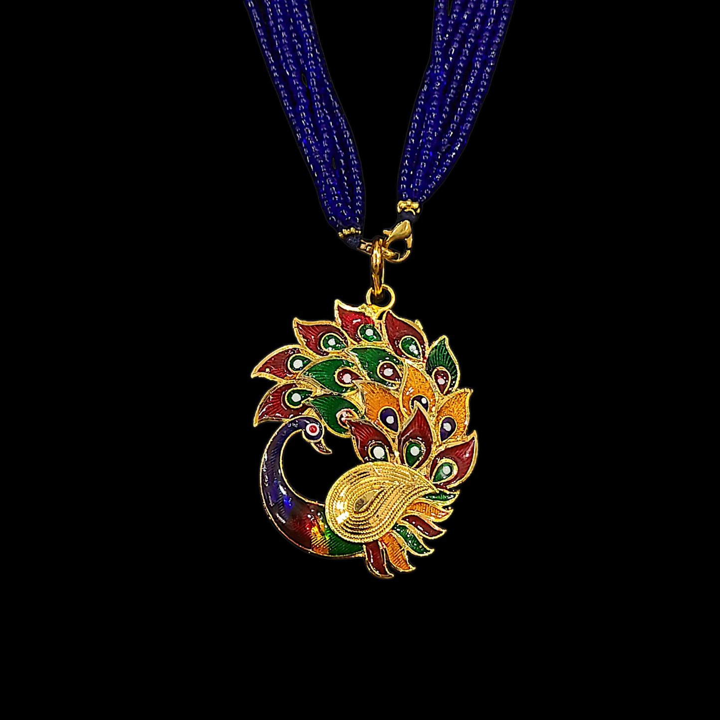 Peacock Meena Locket Set