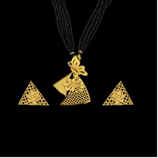 Triangle Flower Locket Set - My Golden Wish