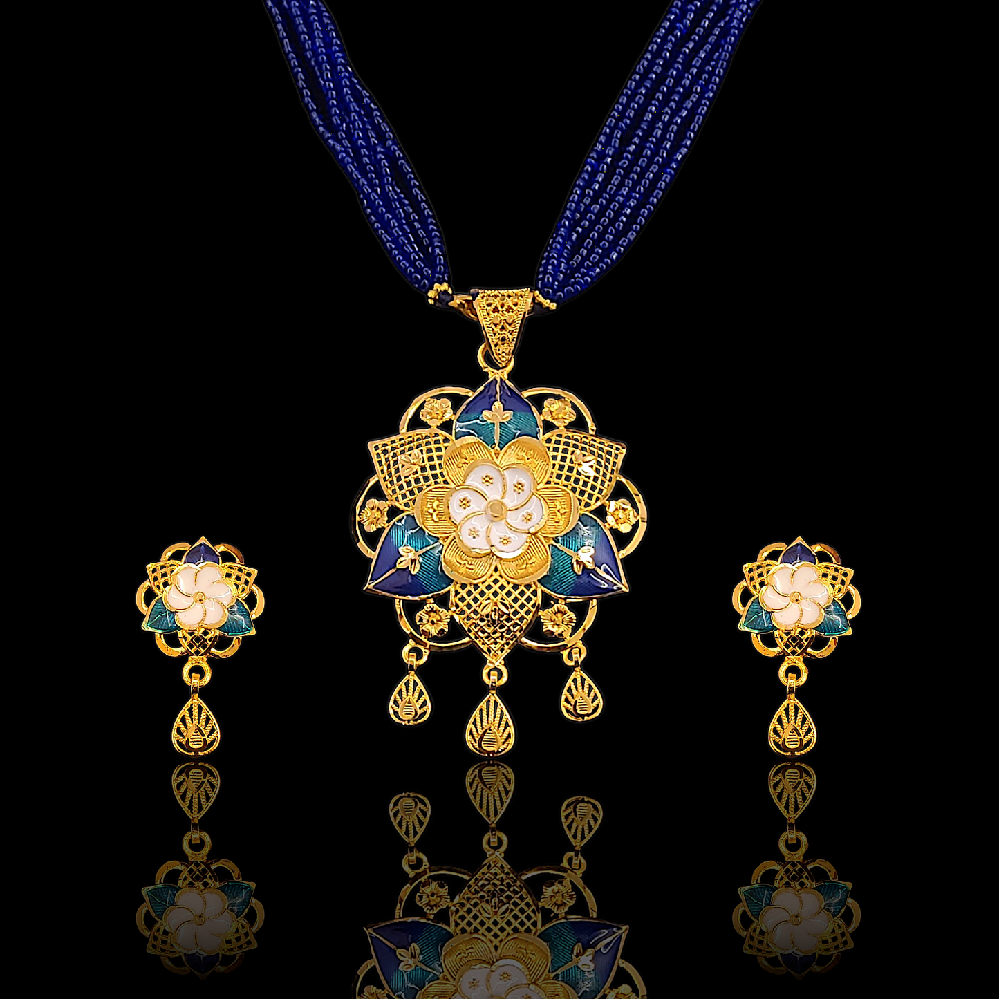 Mayurkanthi Minakari Flower Locket Set