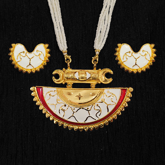 White tribal locket set - My Golden Wish