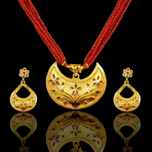 Assam Traditional Minakari Locket Set - IV - My Golden Wish