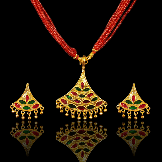 Assam Traditional Minakari Locket Set - VI - My Golden Wish