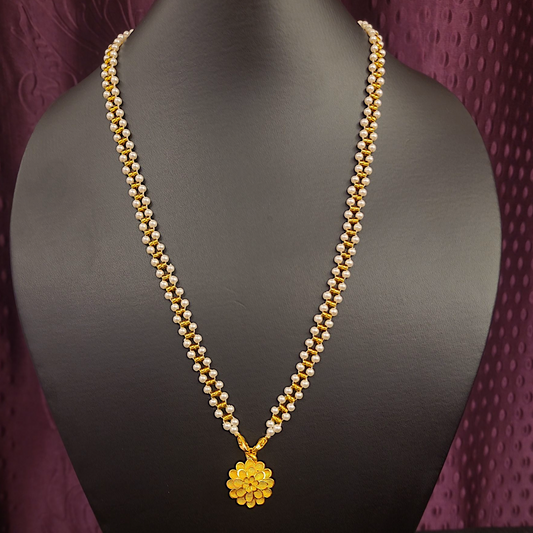 Flower Locket With Pearl Chain - My Golden Wish