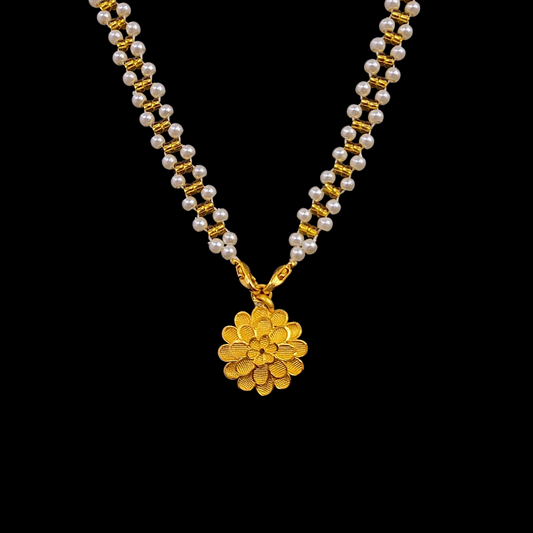 Flower Locket With Pearl Chain - My Golden Wish