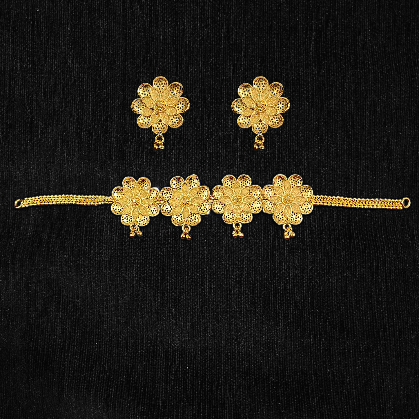4 Flower Choker Set - My Golden Wish