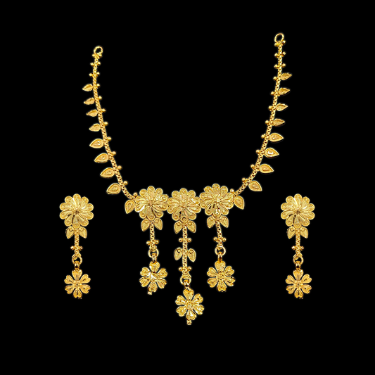 Triple Flower Drop Necklace - My Golden Wish