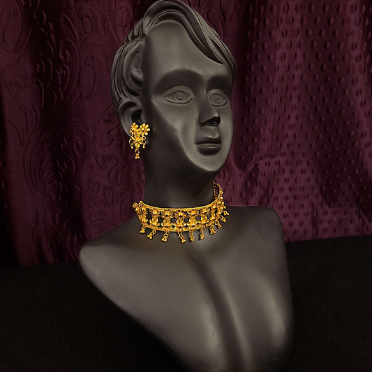Double Line Flower Choker Set - My Golden Wish