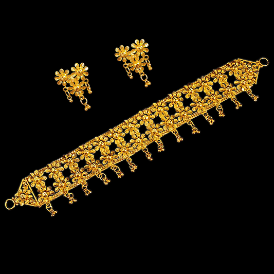 Double Line Flower Choker Set - My Golden Wish