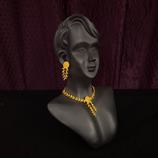 Sleek Leaf Necklace Set - My Golden Wish