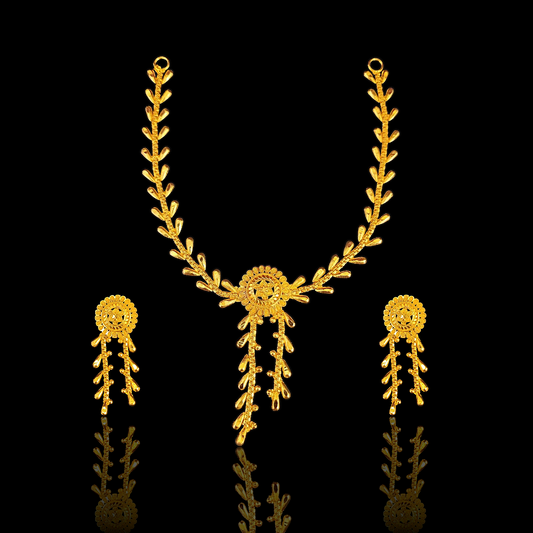 Sleek Leaf Necklace Set - My Golden Wish