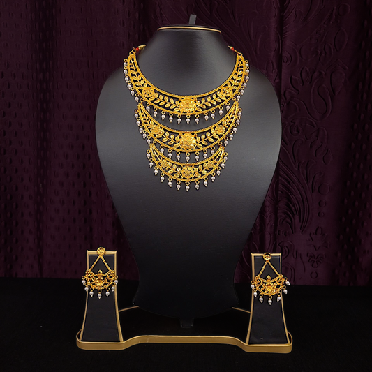 Pearl Three Layer Necklace Set - My Golden Wish