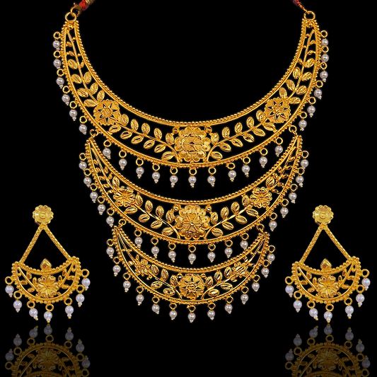 Pearl Three Layer Necklace Set - My Golden Wish