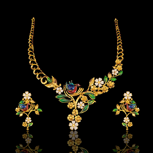 Bird Meena Necklace Set - My Golden Wish