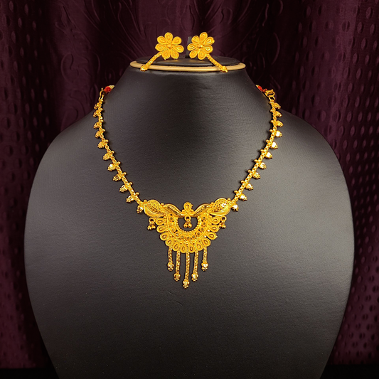 Sleek Flower Drop Necklace Set - My Golden Wish