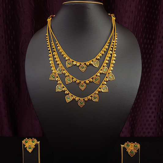 Three Layer Feather Necklace Set - My Golden Wish
