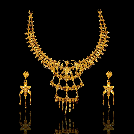 Drop Flower Chatai Necklace Set - My Golden Wish