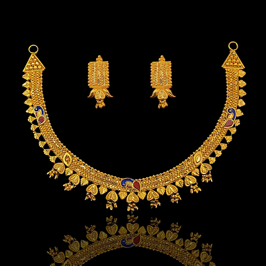 Minakari Peacock Chatai Necklace Set