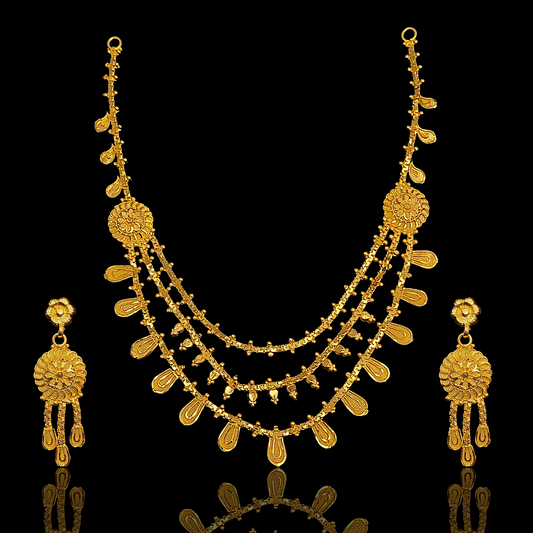 Three Layer Tube Short Lahari Necklace Set