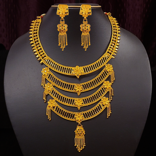 Four Layer Flower Necklace Set