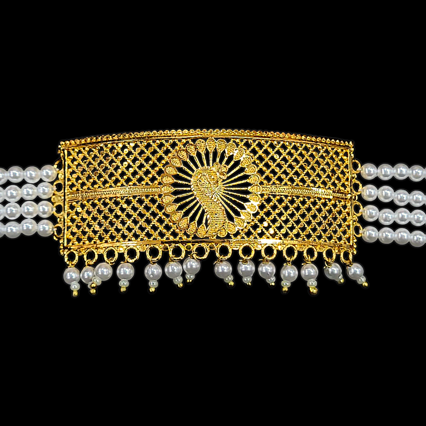 Peacock Pearl Choker Set - My Golden Wish