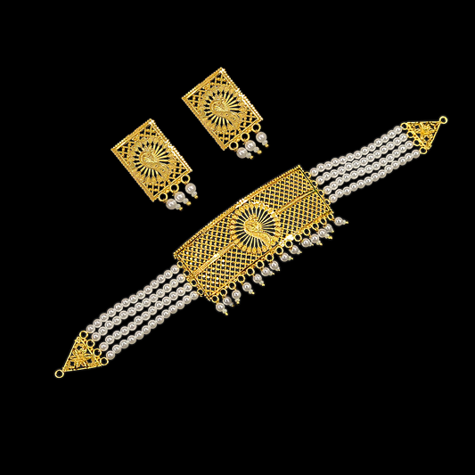Peacock Pearl Choker Set - My Golden Wish